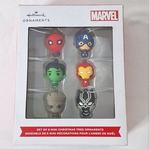 Hallmark Marvel Super Heroes Set of 6 Mini Superhero Christmas Ornaments, NEW